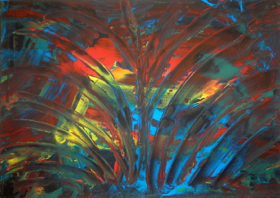  RAIN>FOREST - 09 - Night - Acryl auf Lwd - 2025 - 50 x 70 cm